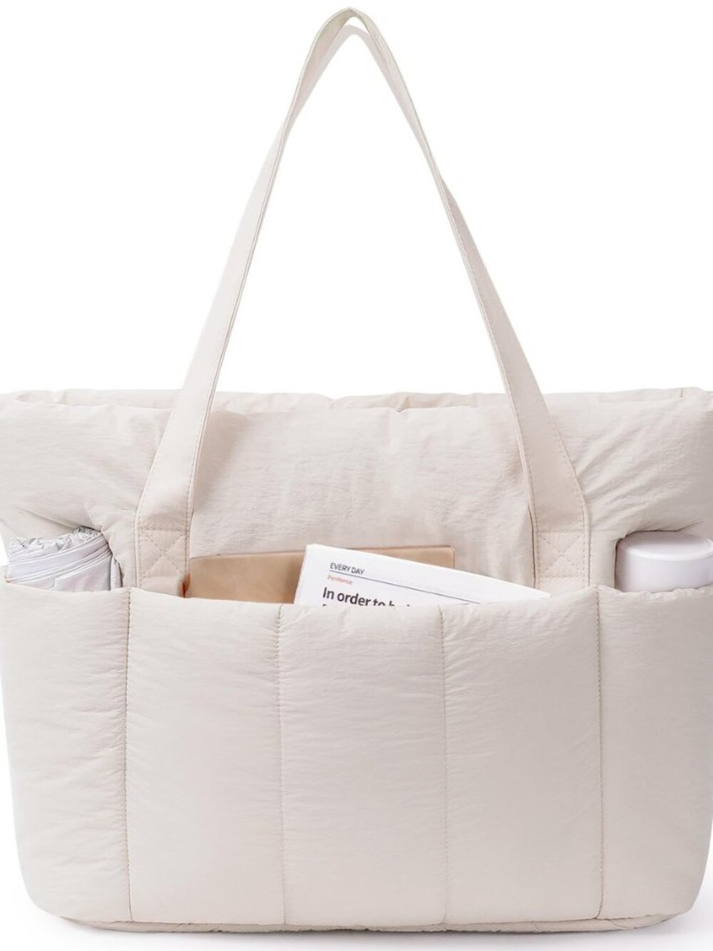 Puffer Tote Bag for Women Girl, Puffy Travel Gym Shoulder Handbag